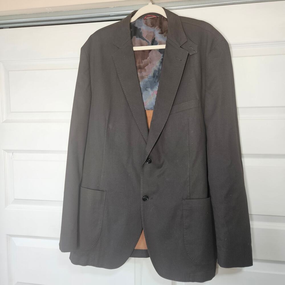 kroon Bono 2 Wash Sport Coat Blazer Men 46L Brown Cotton Stretch Unstructured